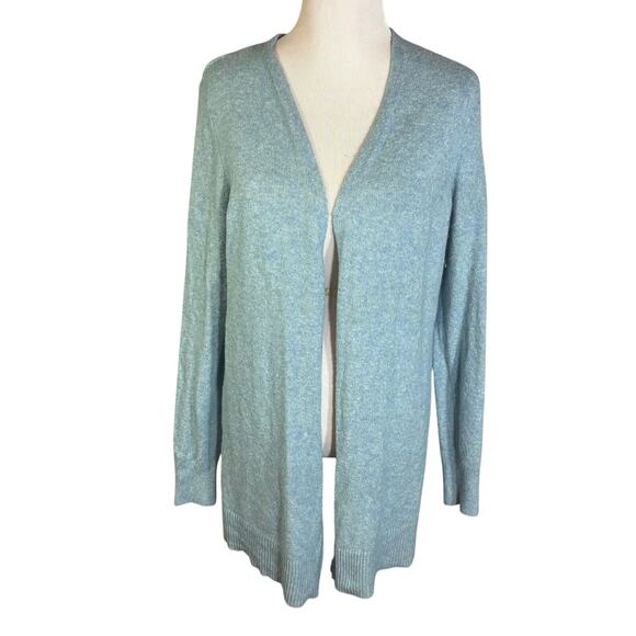 LOFT Soft Light Blue Heather Open Cardigan Sweater Women's SIZE Medium M Long - Picture 1 of 6